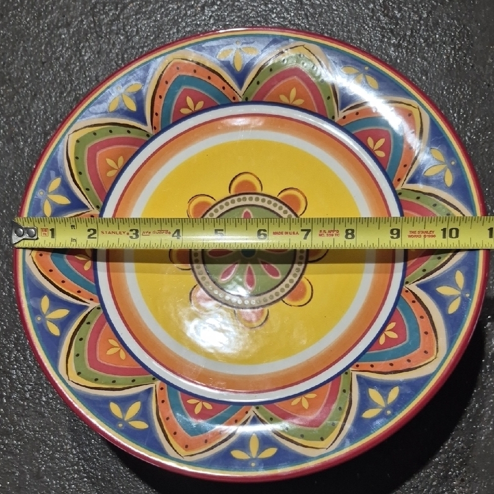 Pier1 Mexicali 10.75in Vibrant Yellow and Red Ironstone Dinnerware Plates